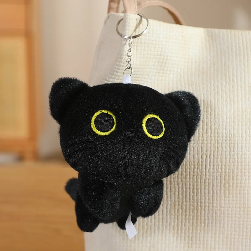 15cm Gothic Soft Cute Black Cat Plush Toy 10cm Kawaii Black Kitten Plush Pendant Key Chain Bag Car Decor Kid Gift - view 3