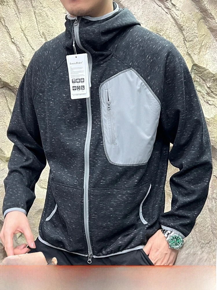 

Мягкая золотая ткань, шерстяная мужская уличная куртка с капюшоном, подставка, длинная застежка-молния све, повседневная одежда с защитой от ветра