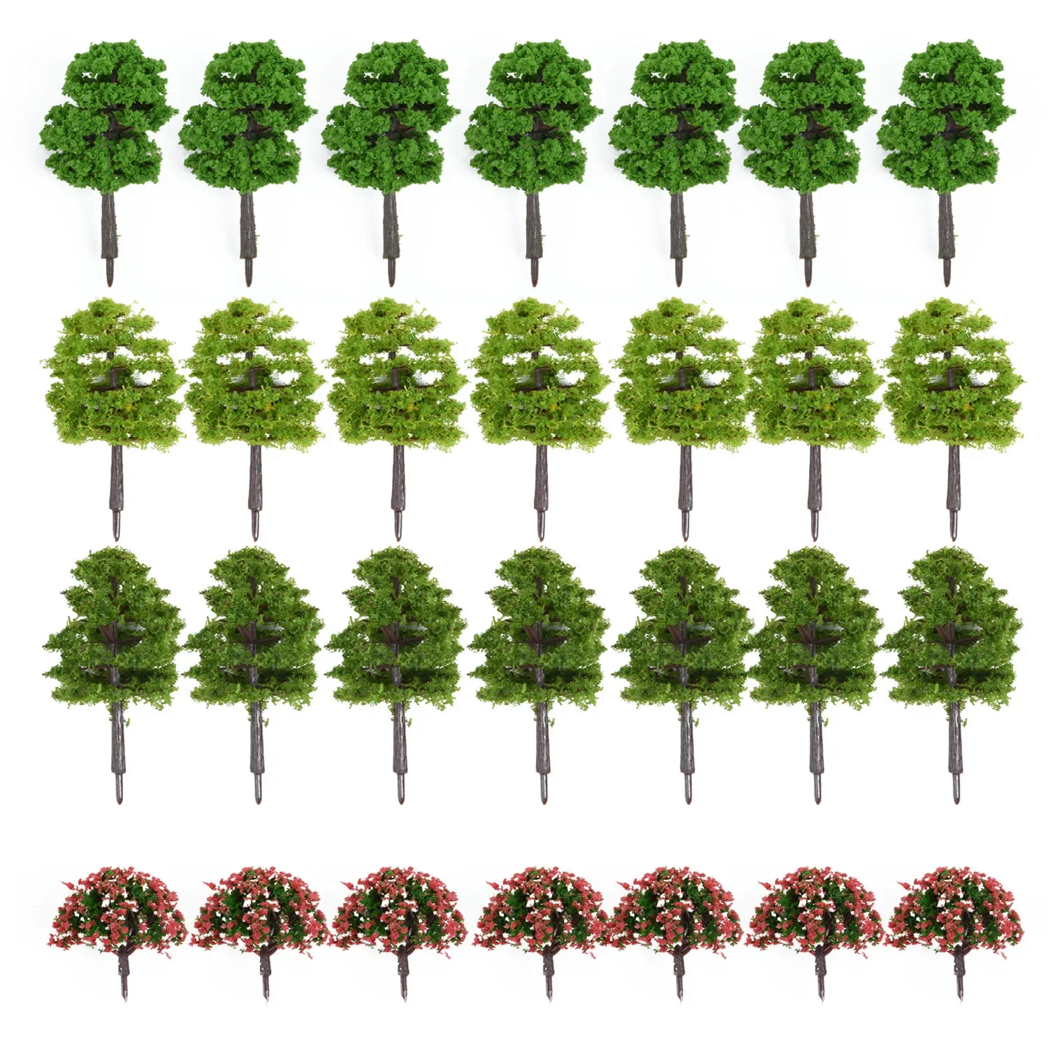 70 Pieces Models Trees 1:75/1:100 HO Scale Layout Train Garden Building Sandbox Game Green Landscape