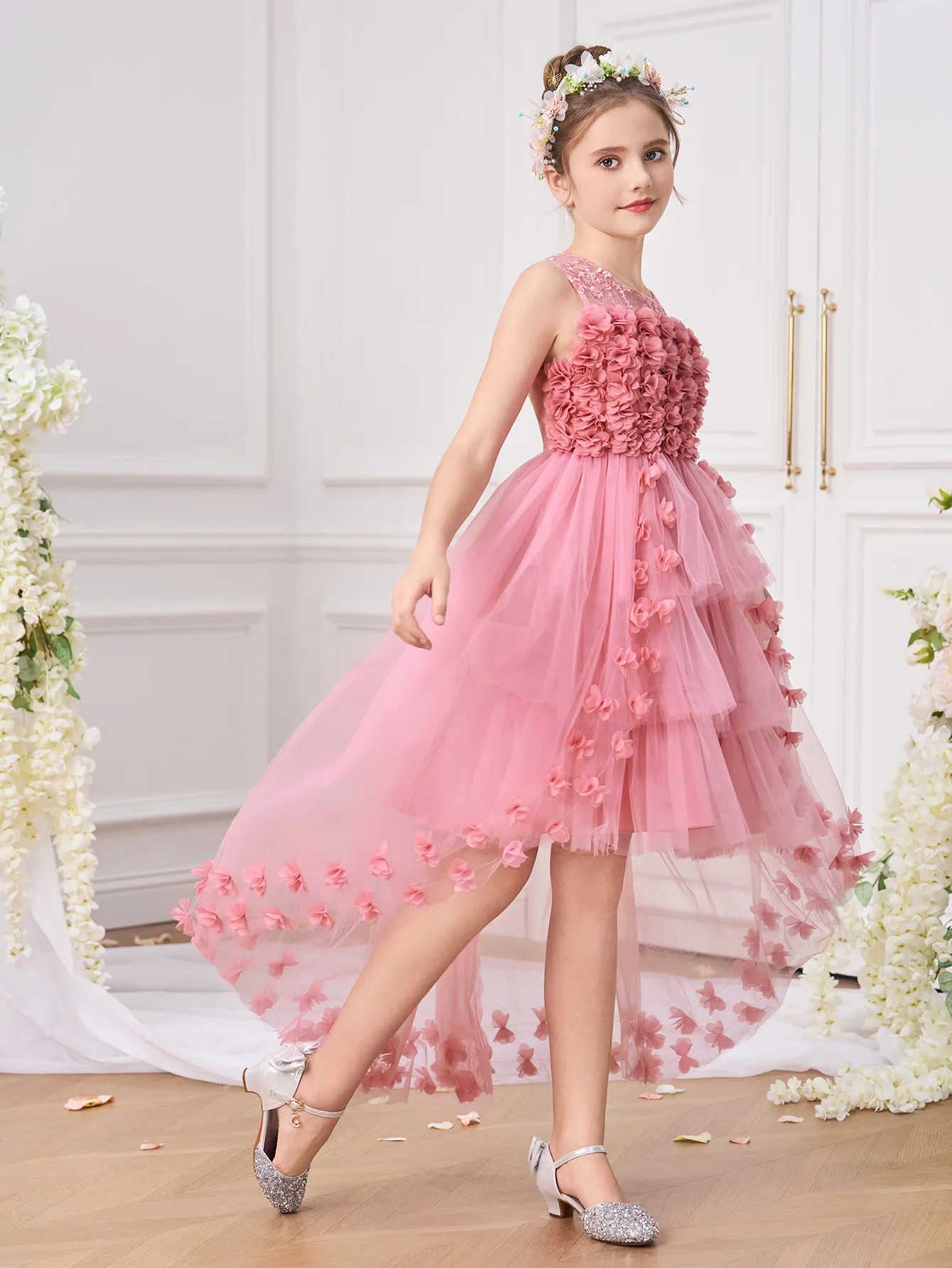 Summer Pink Flower Party Girls - Summer Clothing Teen Girls 评论和价格