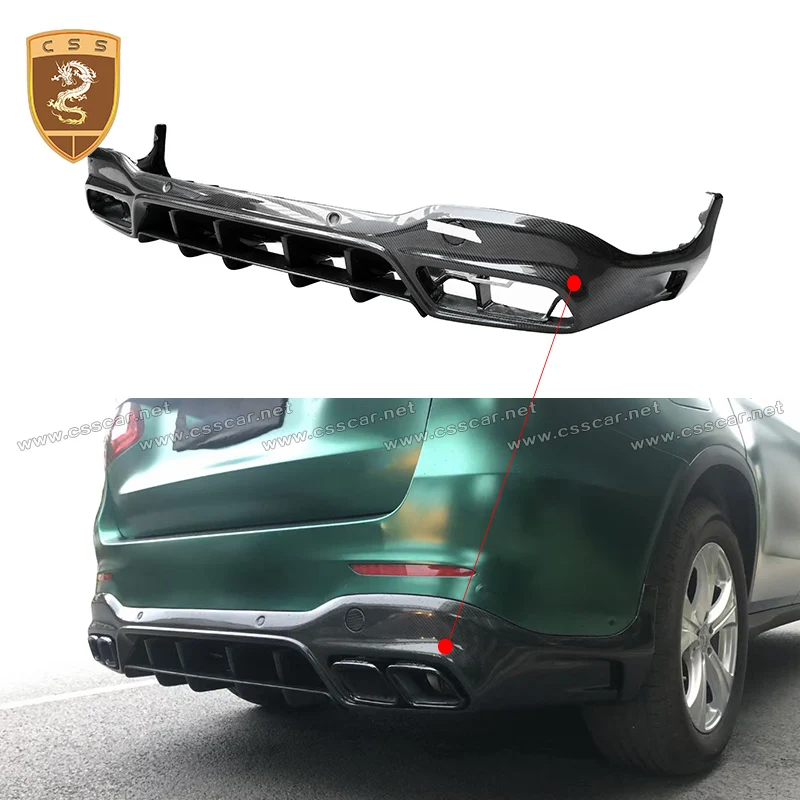 

Car Rear Bumper Lip Diffuser Splitter Guard with Tail Nozzles For Benz GLC63 2020 Coupe upgrade Top Style Carbon Fiber Bodykits