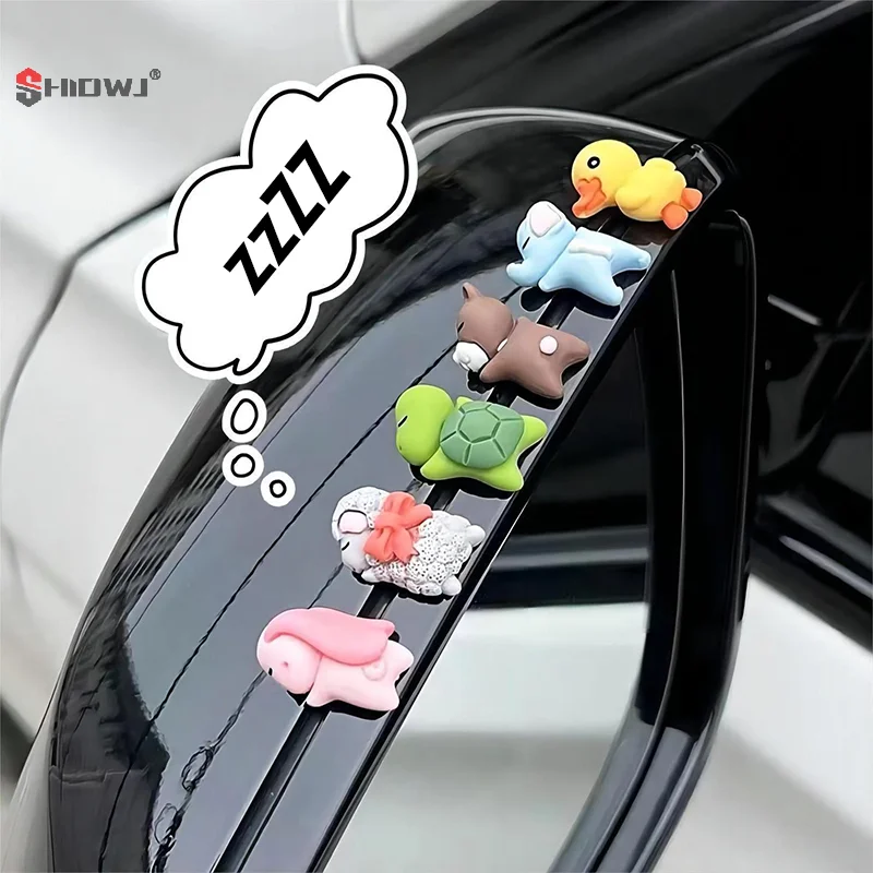 6Pcs Cute Lying Mini Turtle Car Interior Decoration Funny Auto Center Console Rearview Mirror Ornaments For Car Accessories