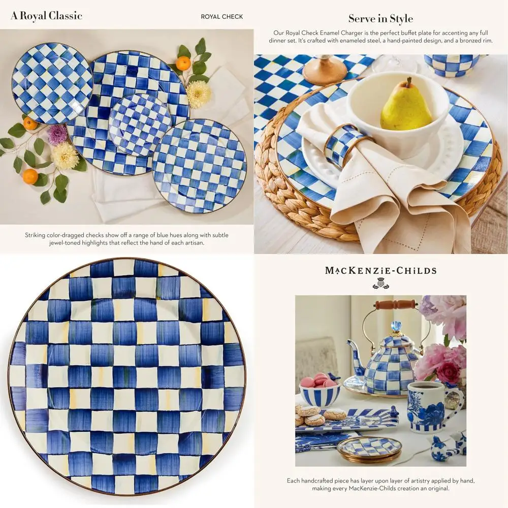 

Blue & White Royal Checkered 12 Decorative Charger Plate Set, 1 Piece