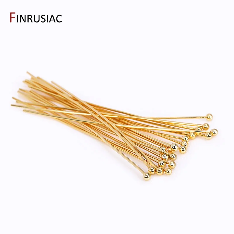 Wholesale 18k Gold/Silver Plated Brass Ball Pins/Eye Pins/Flat Head Pins For Women DIY Pins Jewelry Making Accessories Supplies