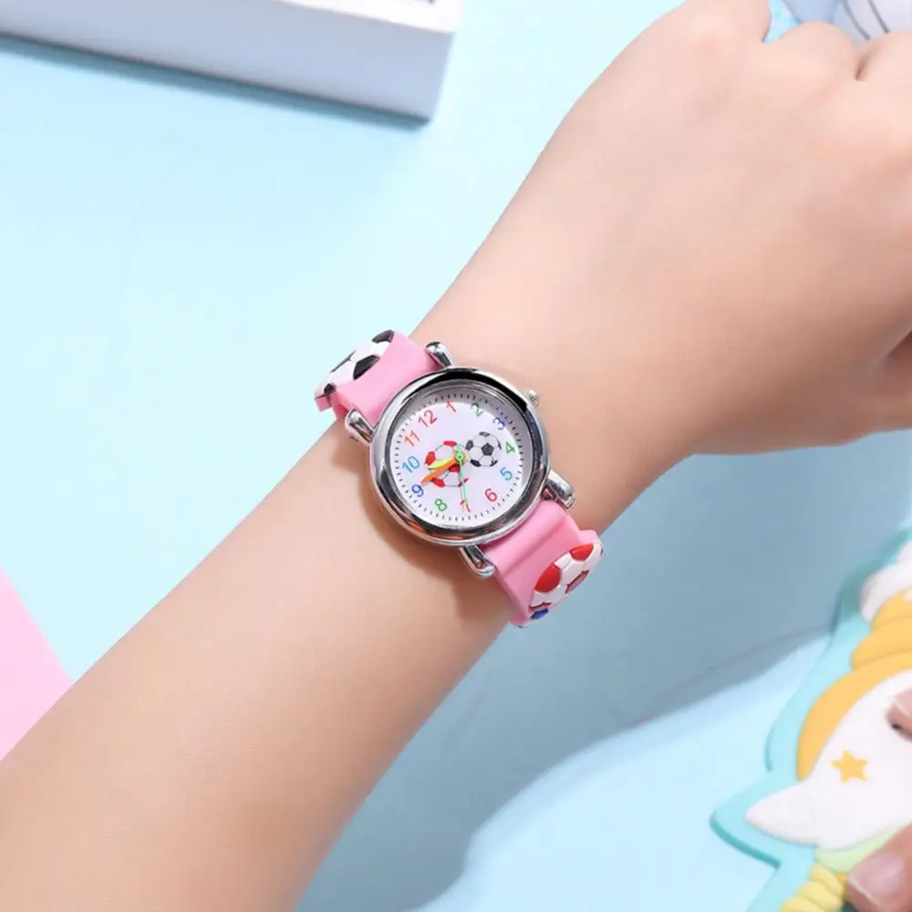 Cartoon 3D Football Pattern Kids Watch Boys Girls Children Wrist Watch Clock Wristwatch Quartz Watch Student Time Clock Gift