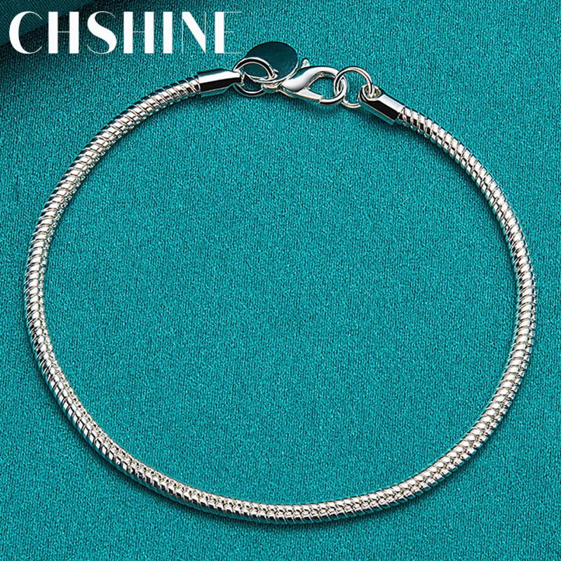 

CHSHINE 925 Sterling Silver 3mm Snake Chain Bracelet For Women Wedding Party Fashion Charm Jewelry