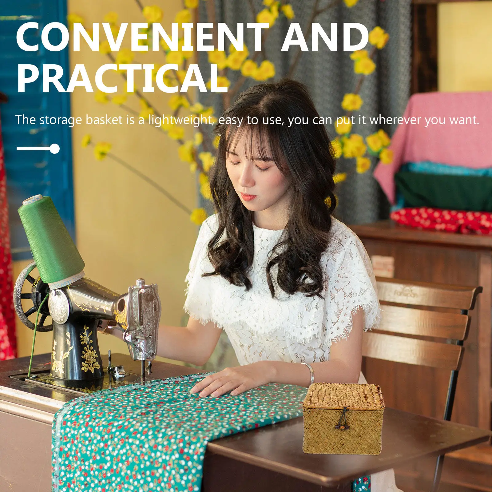 

Handwoven Storage Basket Premium Quality Natural Woven Retro Basket for Household Sundries Sewing Organizer Multifunctional