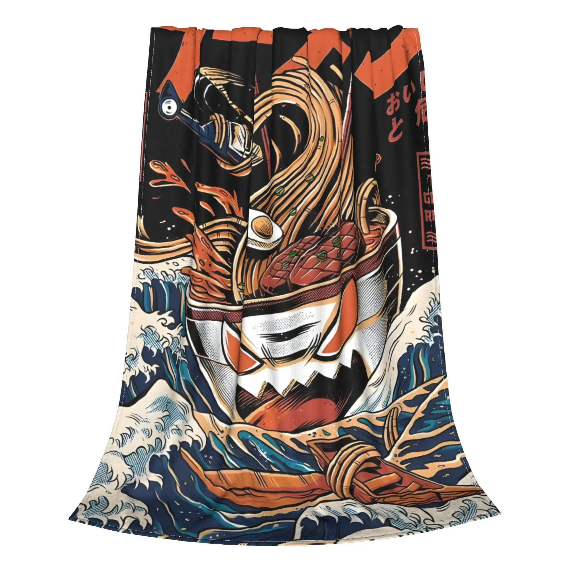 1PC Home Cute Room Decor The Black Great Ramen Blanket Throw Blanket Kaiju Monster Novelty Warm Blanket All Season