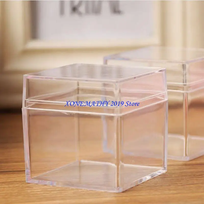 

F42F Clear Acrylic 5 Sided Jewelry Display Storage Box for Case Square Cube Props Box
