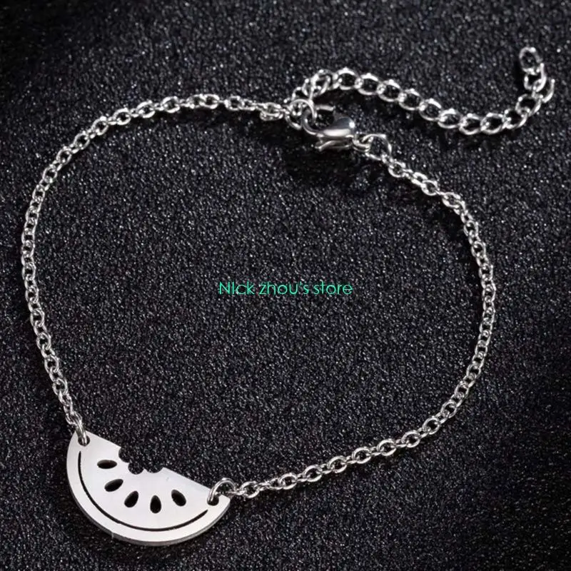 E15E Watermelon Inspired Bracelet Stainless Steel Handchain Adjustable Length Bangle