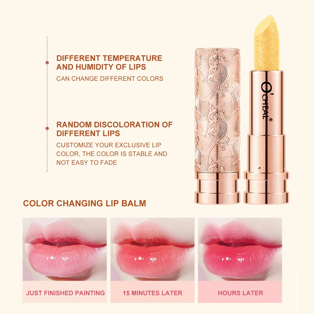 OCHEAL 1 Pcs Moisture Lip Balm Long Lasting Moisturizing Temperature Change Lipstick Anti Aging Repair Lips Mask