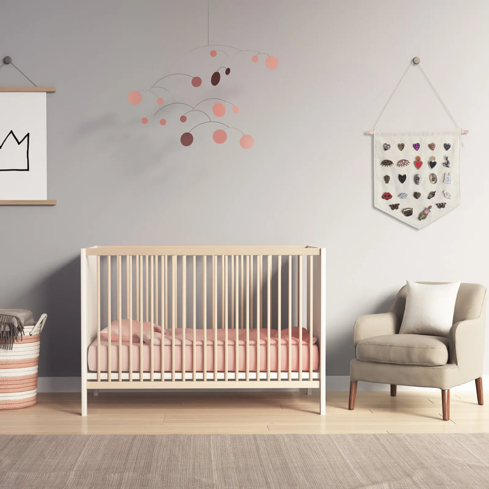 

Плоский баннер-органайзер из холста для эмалевых значков и бейджей, настенный, для коллекции, натуральный хлопок