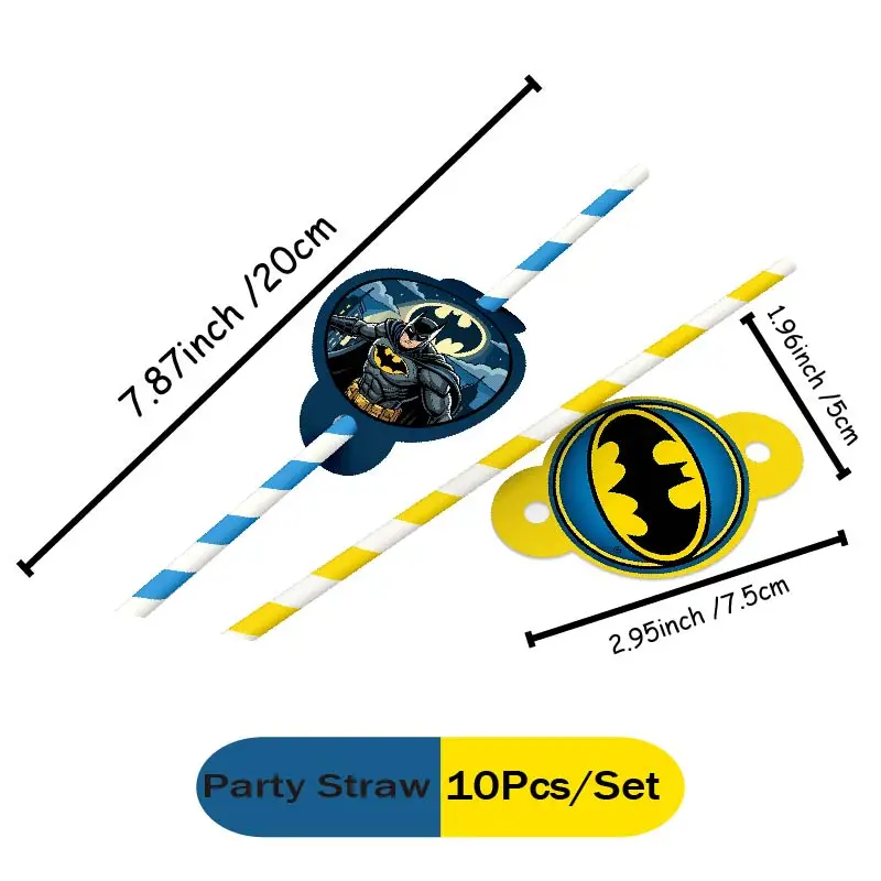 Warner Bros. Batman-Motto Pappteller, Becher, Wimpelkette, Aufkleber – Happy Birthday Party Deko Einweggeschirr-Set – Detail 15