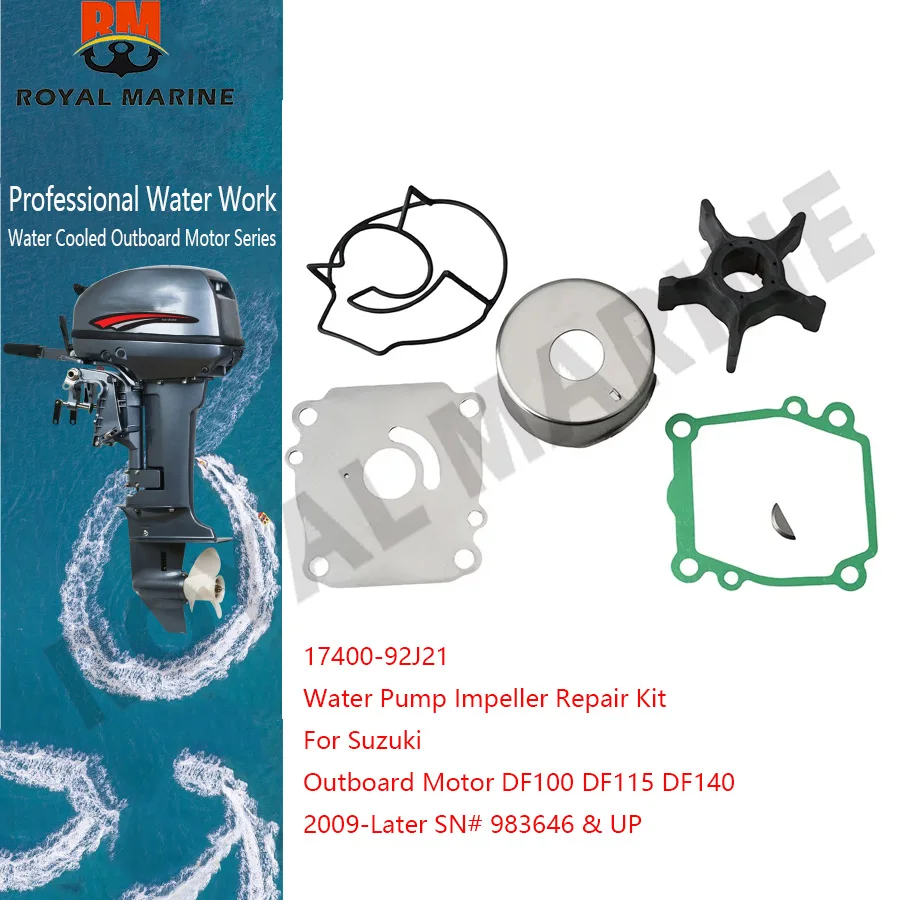 

17400-92J21 Water Pump Impeller Repair Kit For Suzuki Outboard Motor DF100 DF115 DF140 2009-Later SN# 983646 & UP