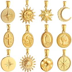 Moon/Sun/Starry Charms Stainless Steel Virgin Mary Dangle Pendants for Jewelry Making Diy Necklace Bracelet Earring Accessories