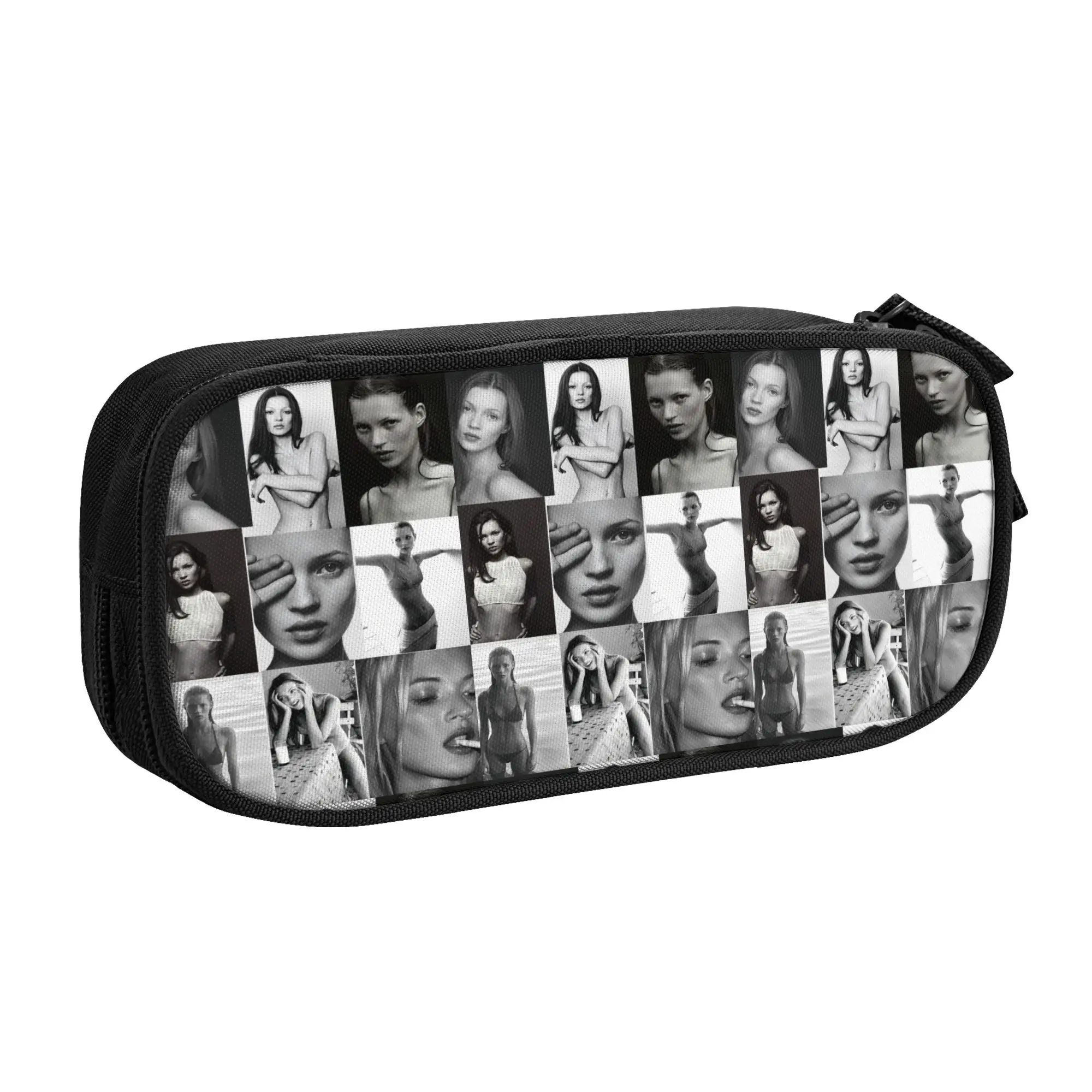 English Model K-Kate M-Moss  Pencil Cases for Girls Boys Large Capacity  Pen Bag Box School Accessories