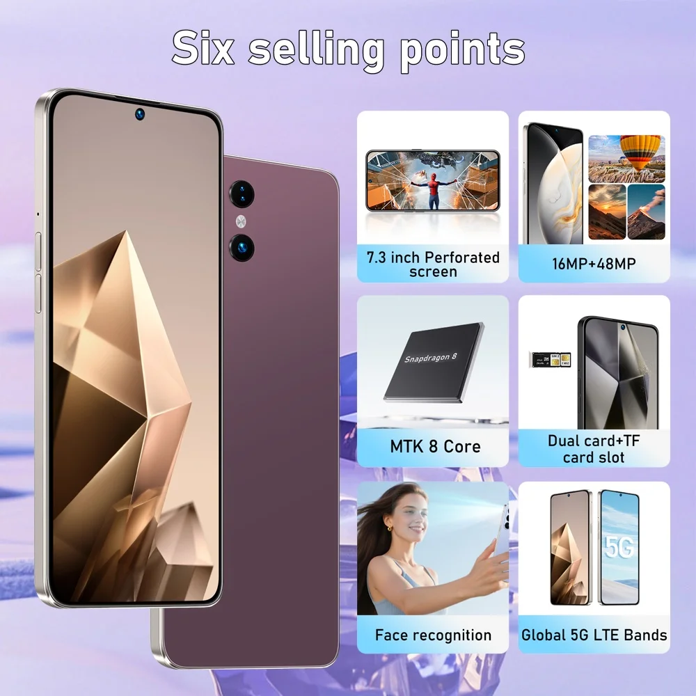 K-Touch Neues S25 Ultra 7800mAh Smartphone 7,3HD Mobiltelefone 22G+2TB Handy 5G Dual SIM Android 15 Entsperrt 16+48MP Globale Version Mobiltelefone – Detail 5