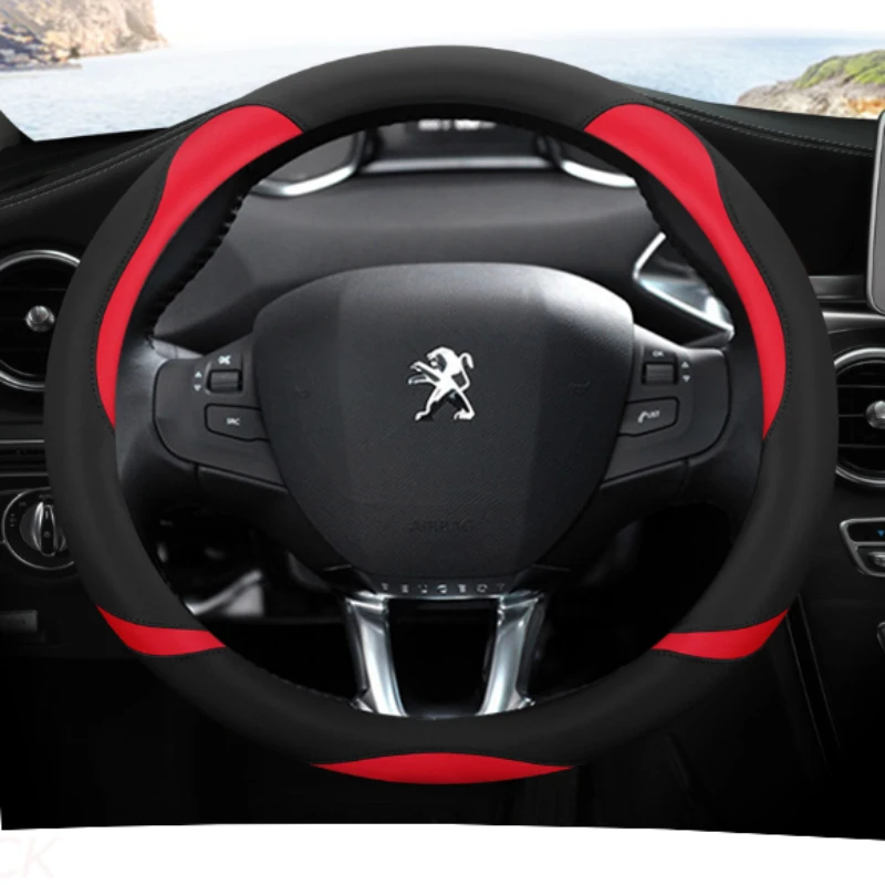 For Peugeot 2008 A94 2013~2018year Cute Car Steering Wheel Cover PU Leather Sweet Color Women New Girls Auto Accessories