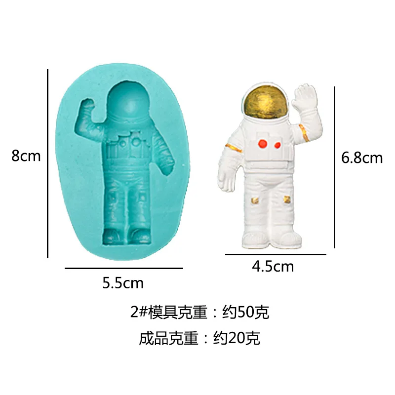 Space Astronaut Rocket Silicone Mold For Fondant Candy Chocolate Epoxy Resin Sugar Craft Mold Pastry Cake Decorating Kitchen