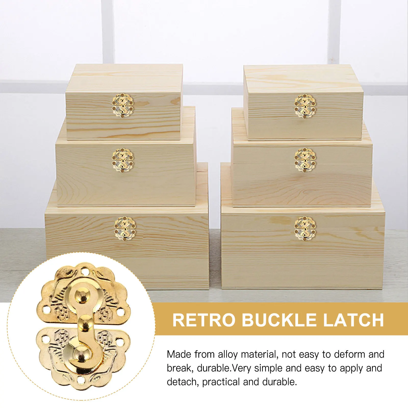 

5Pcs Retro Wooden Cabinet Lock Buckle Alloy Hasps Heavy Duty Box Hasp Compact Case Latch Packing Storage Box Lock Furniture