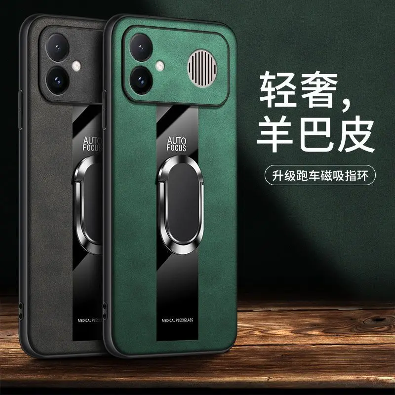 

Case For Redmi K90 Max Magnetic Leather Case Luxury Business Flip Cover with Ring Holder Faux Sheepskin Phone Shell