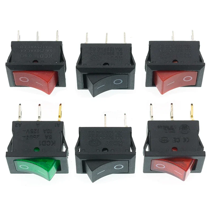 KCD1-101 boat car rocker switch 6A/10A on-off 250VAC 6A/125vac 10A with LED light 220V