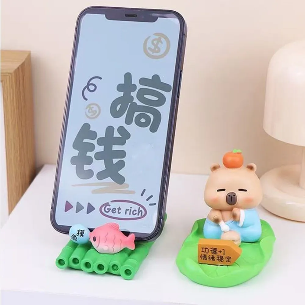 Figure Model Capybara Phone Holder Desk Decor Animal Capybara Mobile Phone Stand Cartoon Support Capybara Cell Phone Bracket