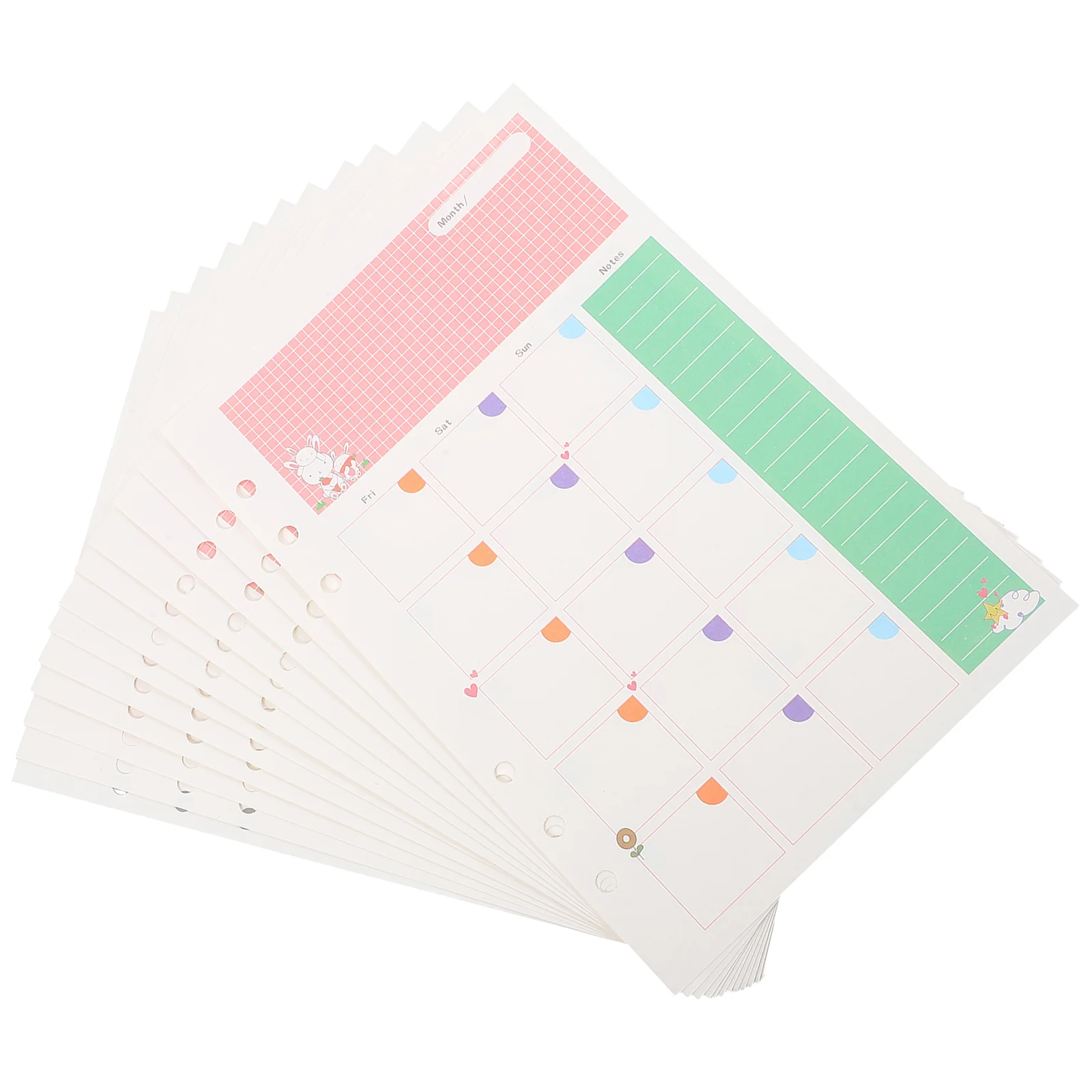 

1PC Colorful A5 Size 6 Holes Loose Leaf Paper Filler Paper Refills for Spiral Notebook Monthly Planner Notepad (Monthly Plan Pat