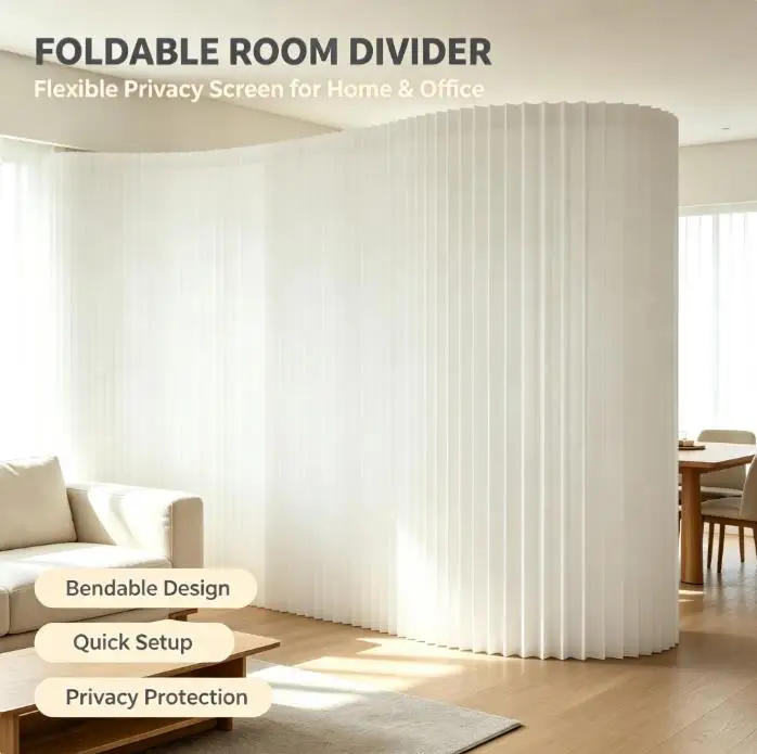 Room Partition Folding Paper Screen Mobile Office Entrance Living Room Divider Wall Background for Live Stream