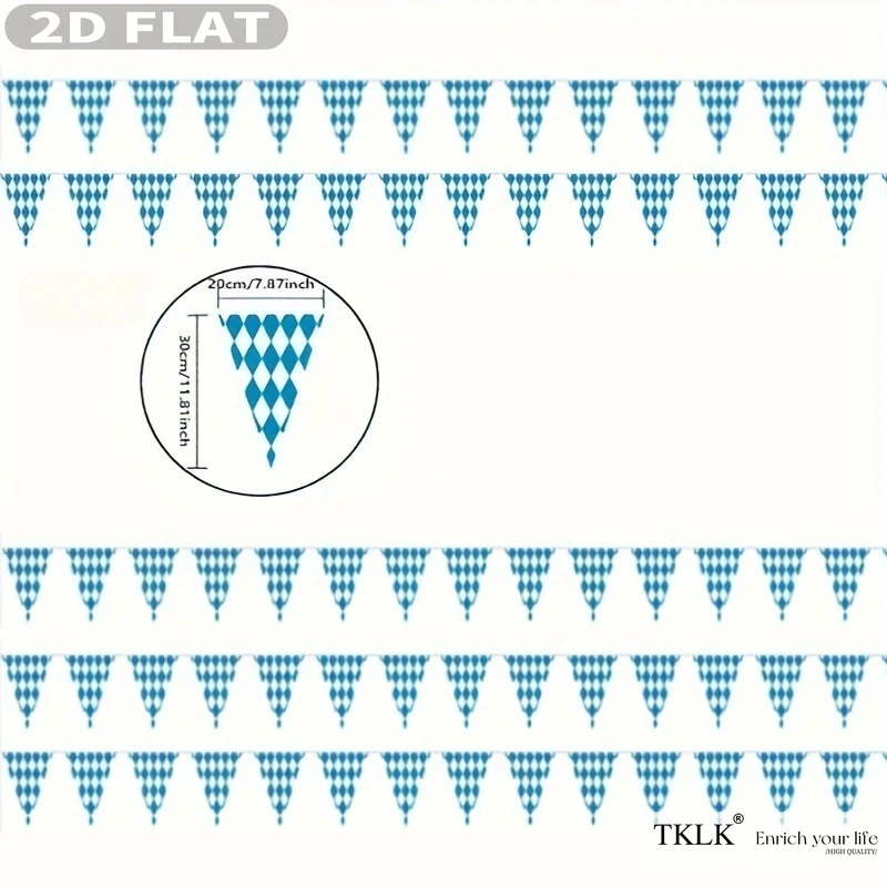14 قطعة من المعلقات وديكور معلق لمهرجان أكتوبر، 7.8 × 11.8 بوصة - أعلام بافاري من البوليستر السماوي قابلة لإعادة الاستخدام وقابلة للغسل