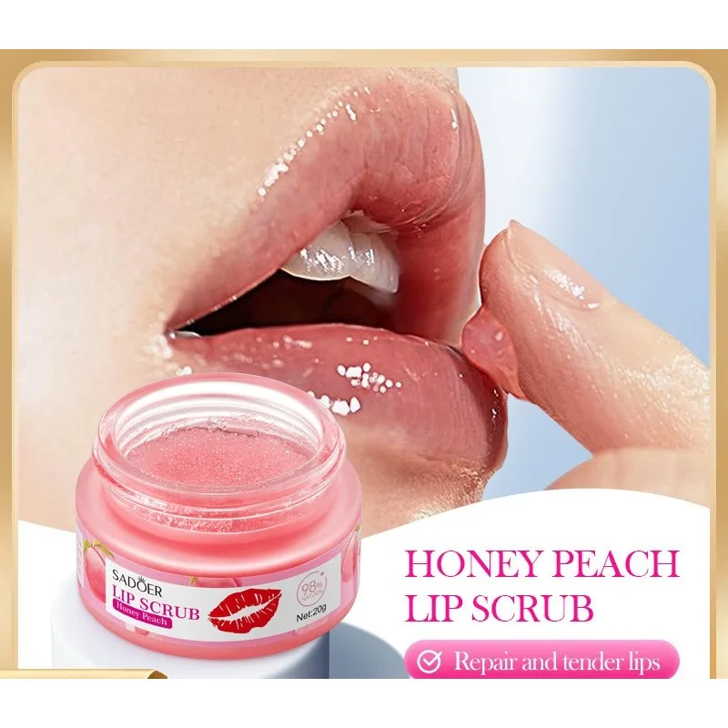 الخوخ الطبيعي - مقشر الشفاه بنكهة - يزيل البشرة الجافة بلطفًا ويغذي ومرطبًا للشفاه المرنة #1