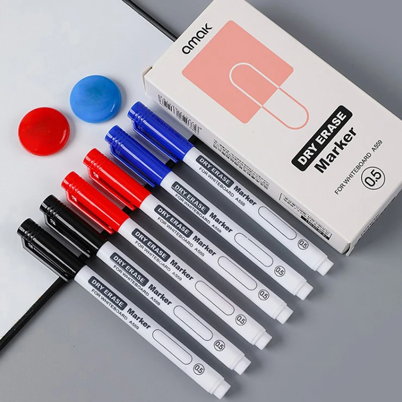 1Pc Erasable Whiteboard Pen Very Fine 0.5MM Dry Erasing Pen Office Examination Water-based Marker