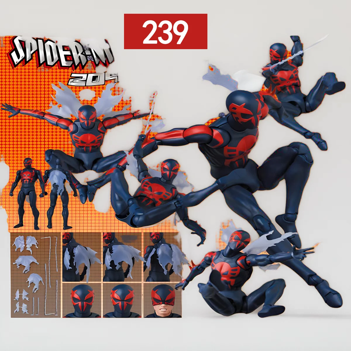 

New Anime Mafex 239 Spider Man 2099 Comic Version Action Figure Joint Mobile Handpiece Model Desktop Collectibles Toy Gift