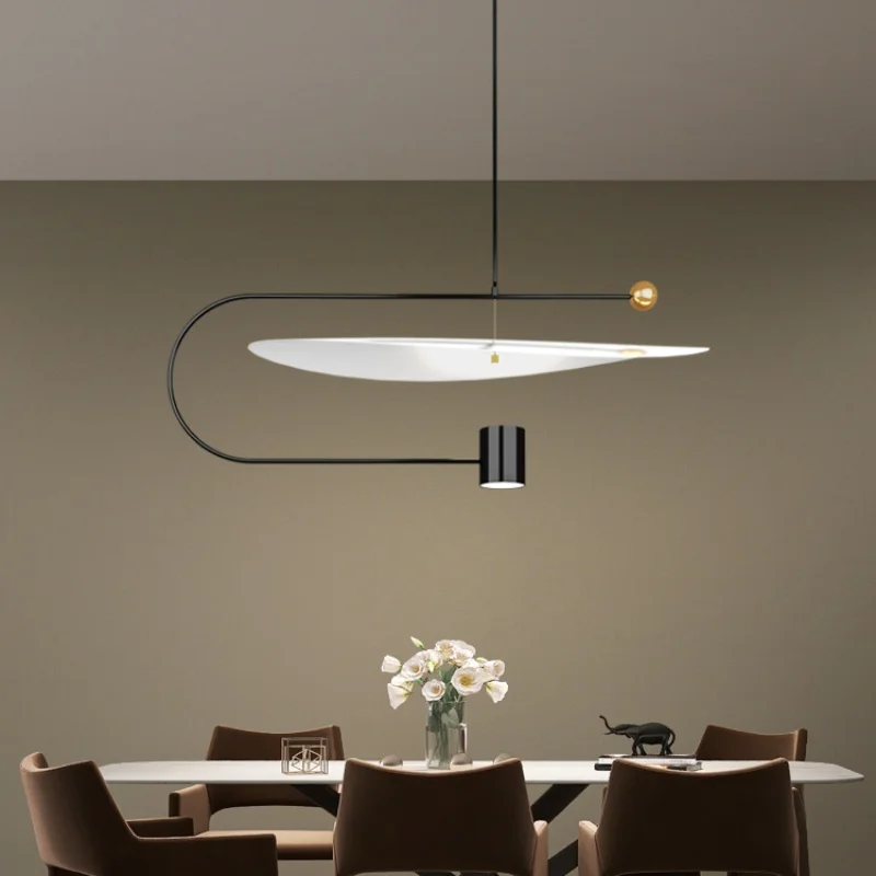 

Minimalist restaurant pendant light Nordic designer's curved line hanging lamp dining table bar art decorative lighting fixtures