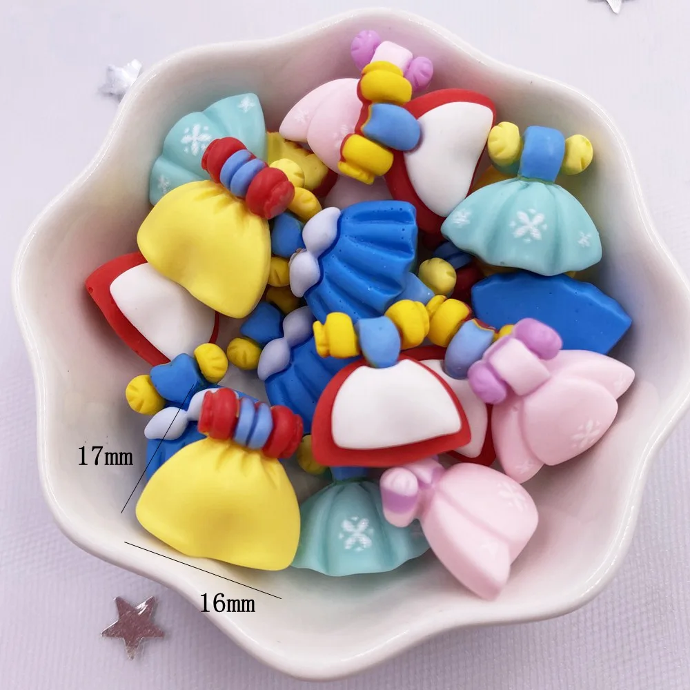 20Pcs Resin Colorful Kawaii Princess Dress Flatback Cabochon Stone Figurines Home Decor DIY Scrapbook Crafts Accessories M110 C