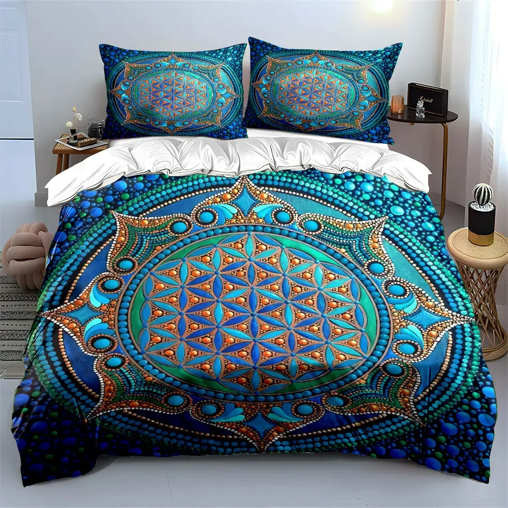 Mandala Art Set for Home Decor Soft Comfortable Duvet Cover Bedding Set Included 1*Duvet Cover & 2*Pillowcases, gift