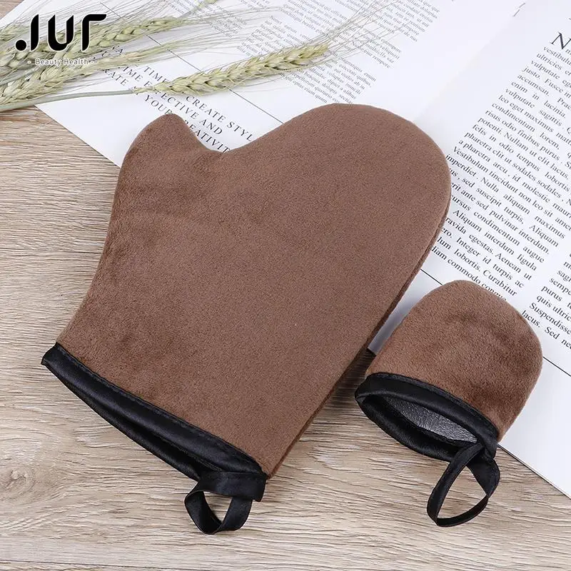 Reusable Body Self Tan Glove Applicator Tanning Gloves Cream Lotion Mousse Body Cleaning Glove Self Tanner Brown Finger Glove