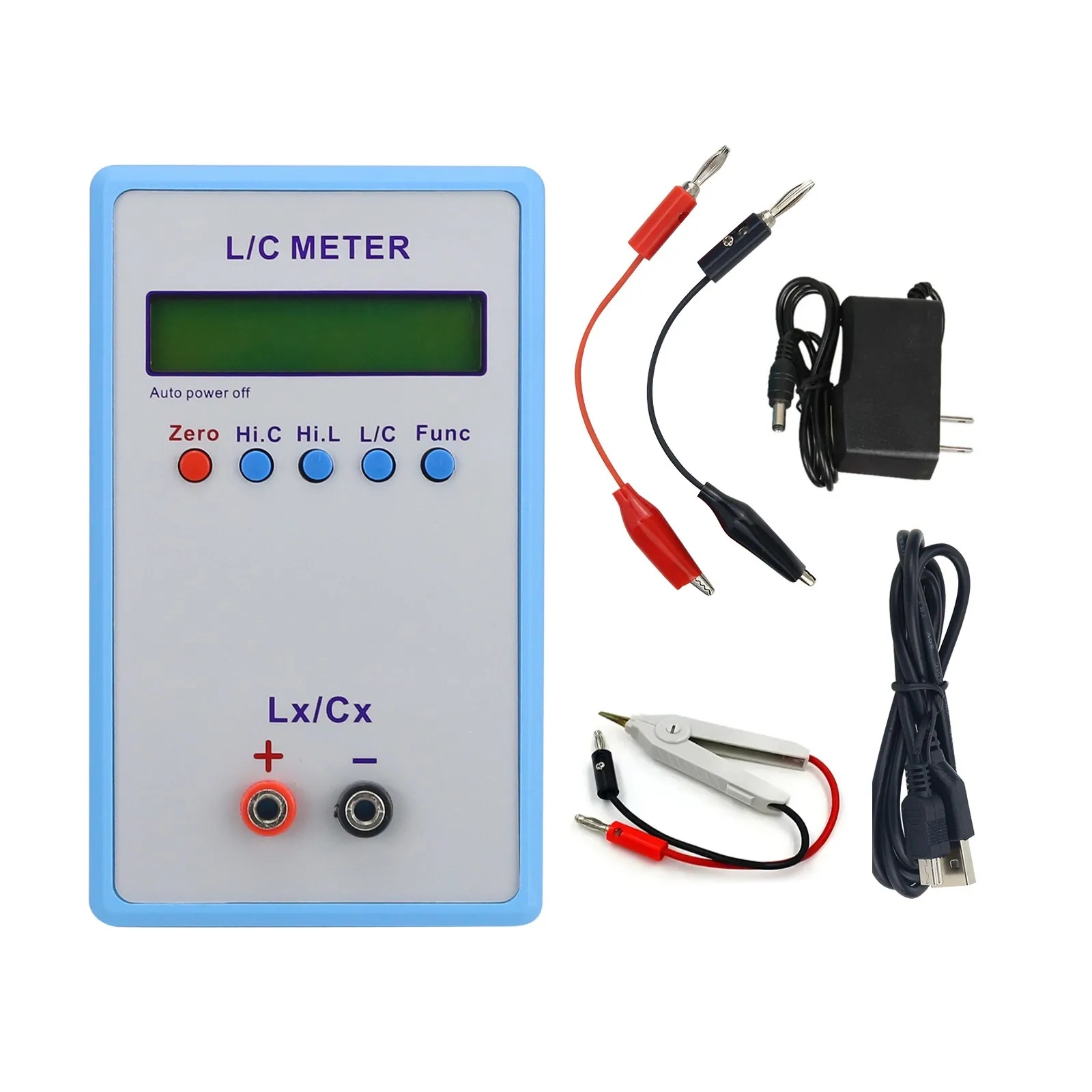 LC200A High-Precision Inductance Capacitance Meter Electronic Measuring Instrument with Power Adapter and SMT Test Clip