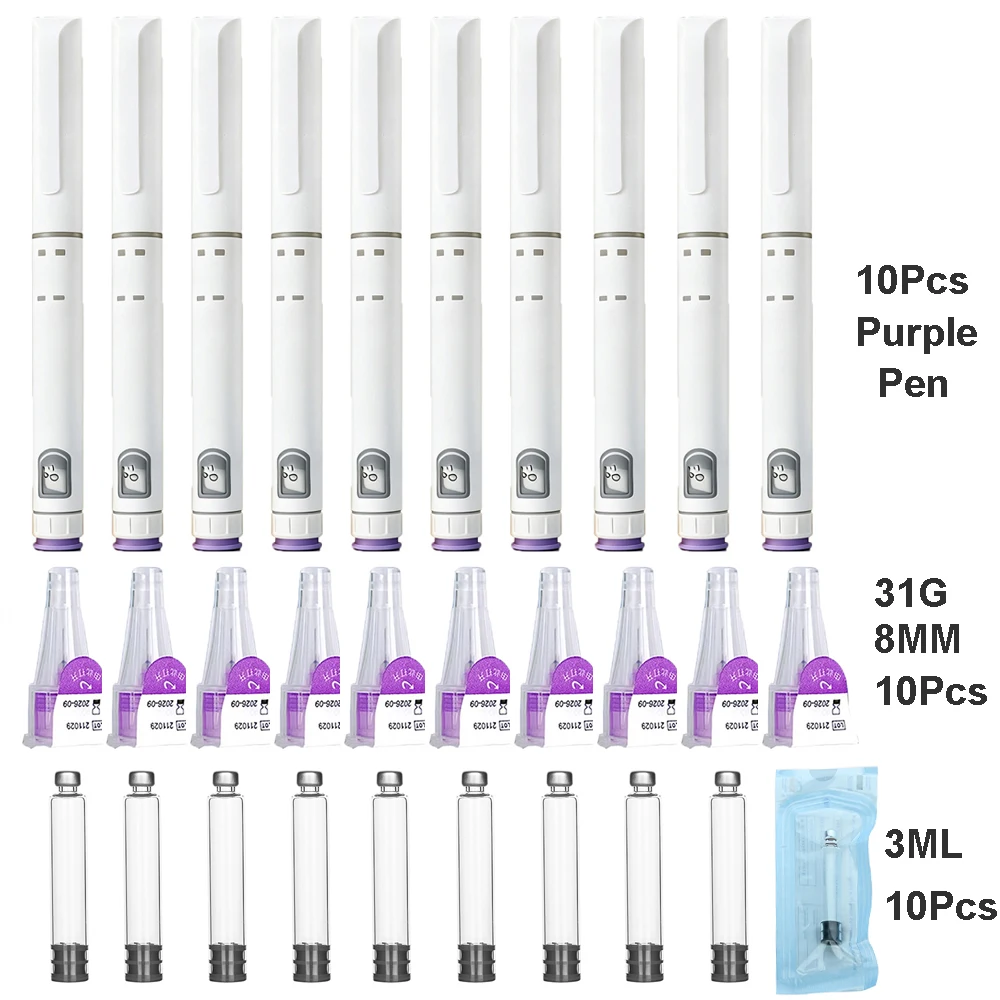 10Pcs Mixed Pack 60U Disposabel Injection Pen Peptide Pen Magic Pen With Sterile 3ml Glass Vials 31G 8MM Needle image 3