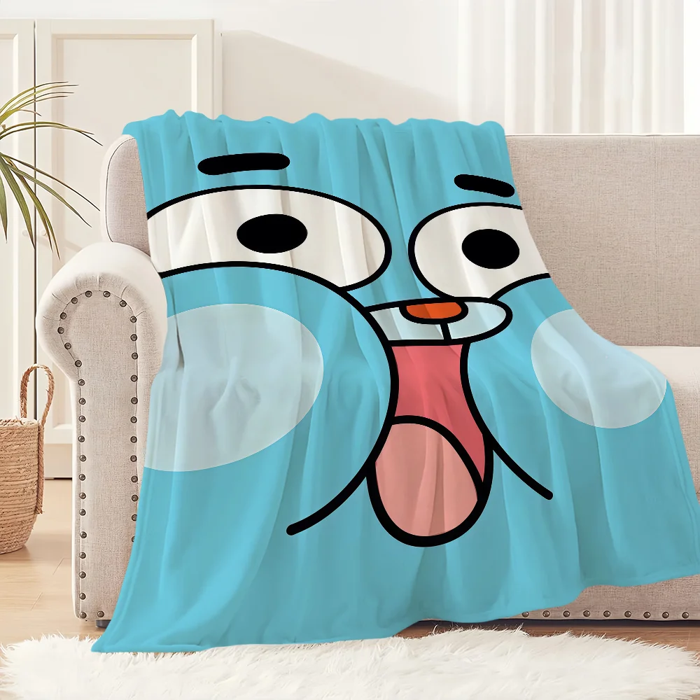 Anime Cartoon Funny Flannel Warm Soft Plush Blanket For Sofa Living Room Bedroom Travel Gift The A-Amazing World Of G-Gumball