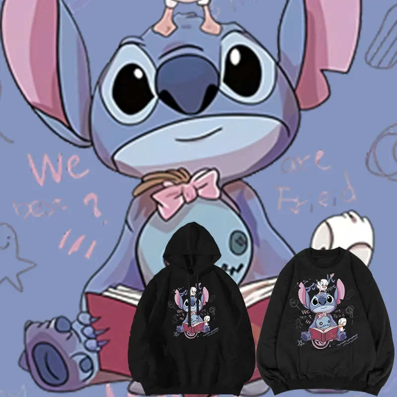 Sudadera con capucha de Stitch con estampado de Disney para hombre y mujer, ropa de lana Kawaii, Otoño e Invierno