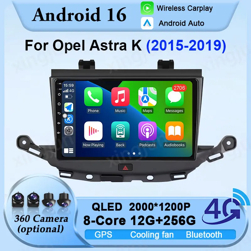 

Для Opel Astra K 2015-2019 автомобильный радиоприемник стерео мультимедиа Android 16, беспроводной Carplay Bluetooth BT-плеер, GPS-навигация