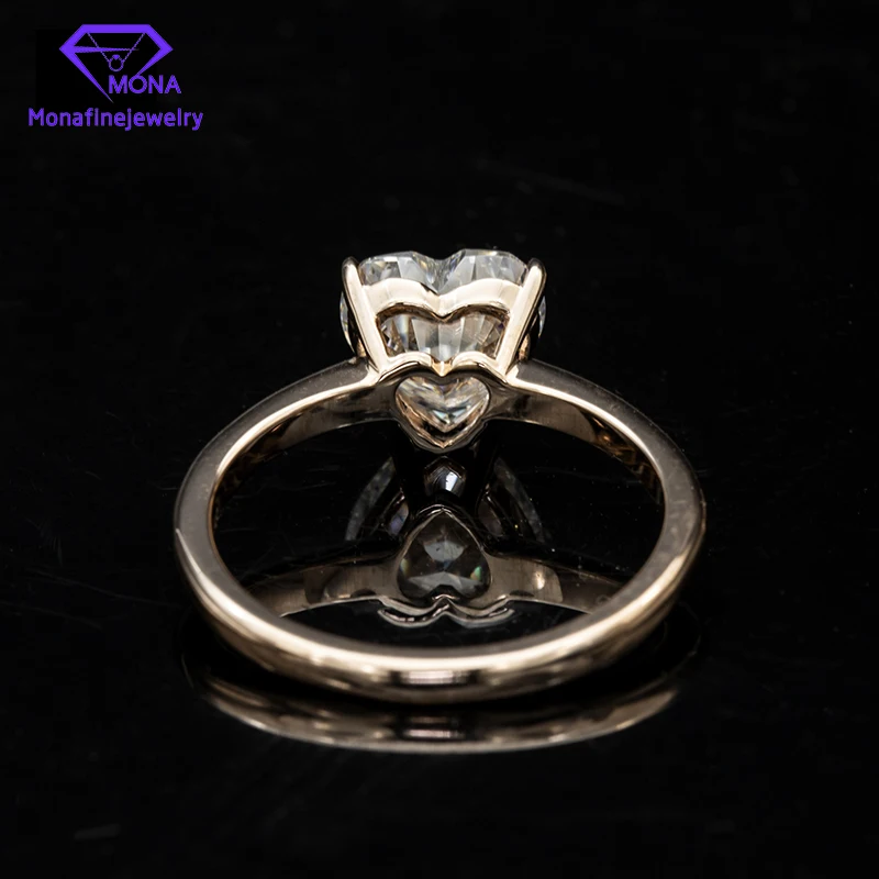 Classic Custom 1ct 4 Prongs Setting Heart Cut 6.5mm Moissanite Jeweley In 18K Rose Gold Wedding Ring Women