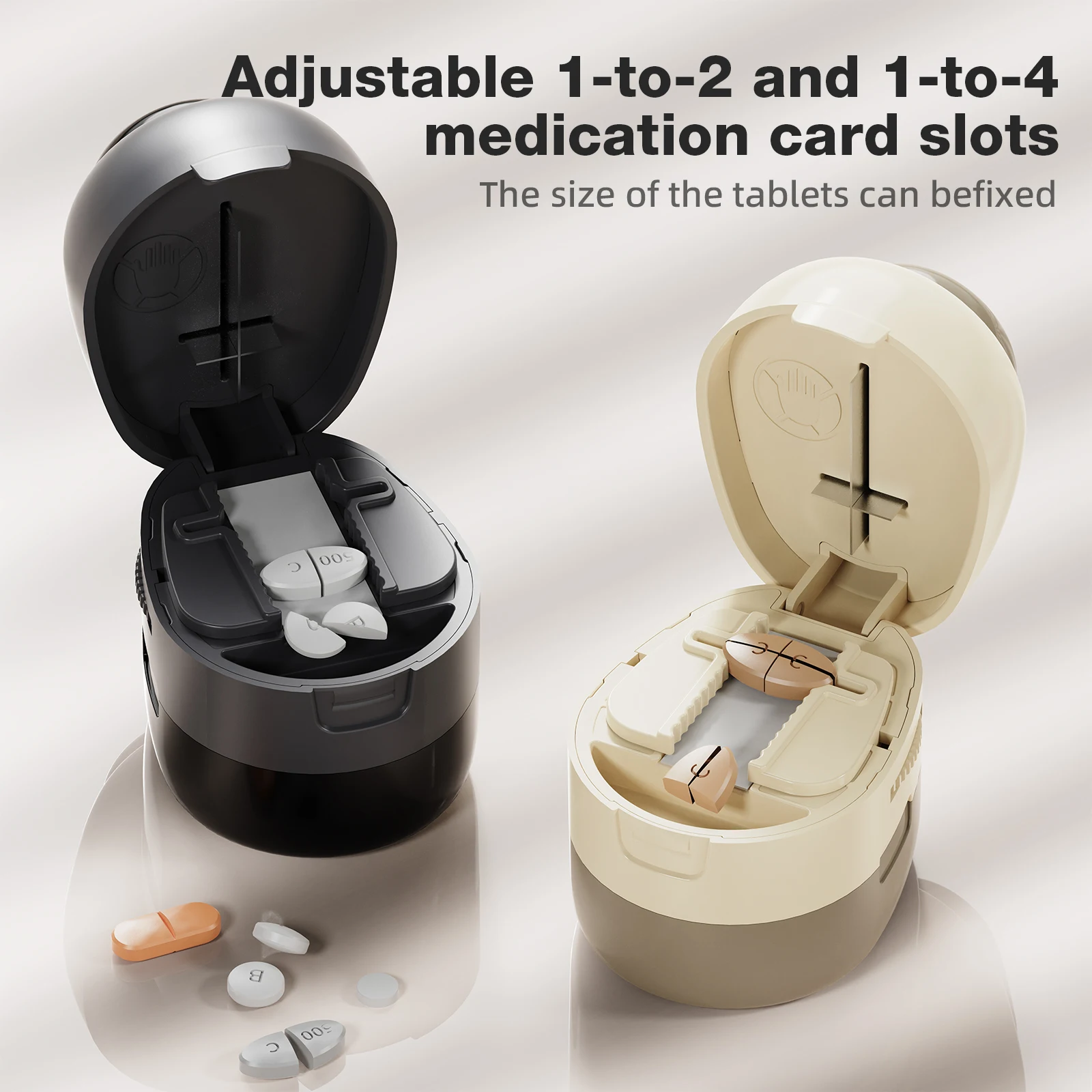 2-in-1 Pill Box, Multifunctional Pill Cutter, Adjustable, Suitable for Cutting Various Types of Pills, Ideal for Traveling or Carrying Medication on the Go