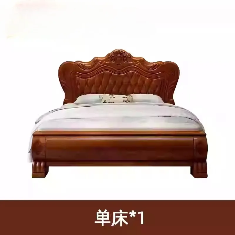 

Американская кровать из цельного дерева в стиле ретро, главная спальня, элитная легкая роскошная кровать размера «queen-size», свадебная кровать, мебель для спальни, двуспальная кровать, магазин