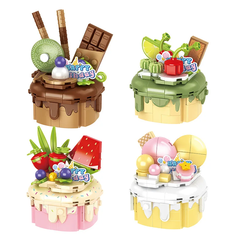 Candy Food Constructor Blocks Home Decoration Cake Model Building Blocks Toys Assembly Toy Birthday Gift for Children Girl Adult