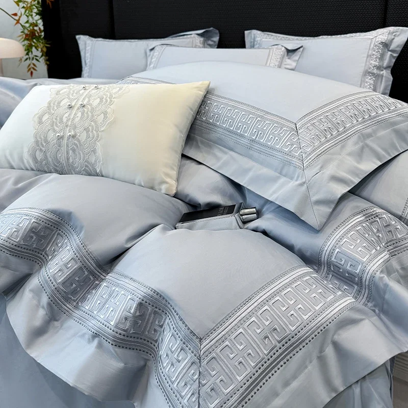 4Pcs Pure Cotton 100%  Hotel Style Bedding Set Luxury Quilt Cover 220X240 Sheet 200 Count Long-Staple Cotton Pillowcases