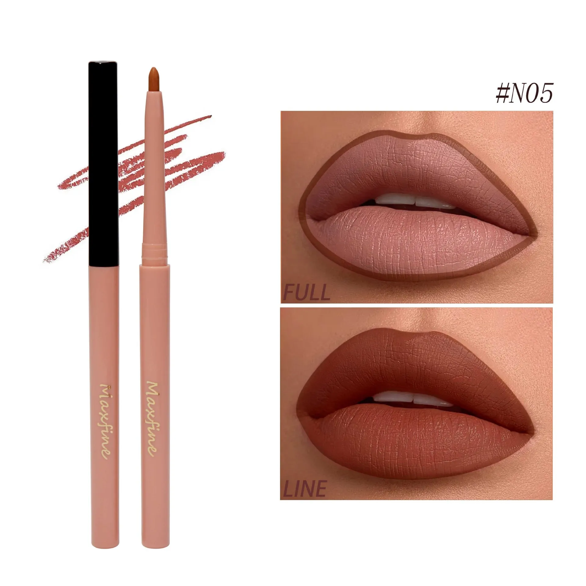 Lipstick Pencil Waterproof Sexy Red Matte Contour Tint Lipstick Lasting Non-stick Cup Lipliner Pen Lips Makeup Cosmetic 20 Color