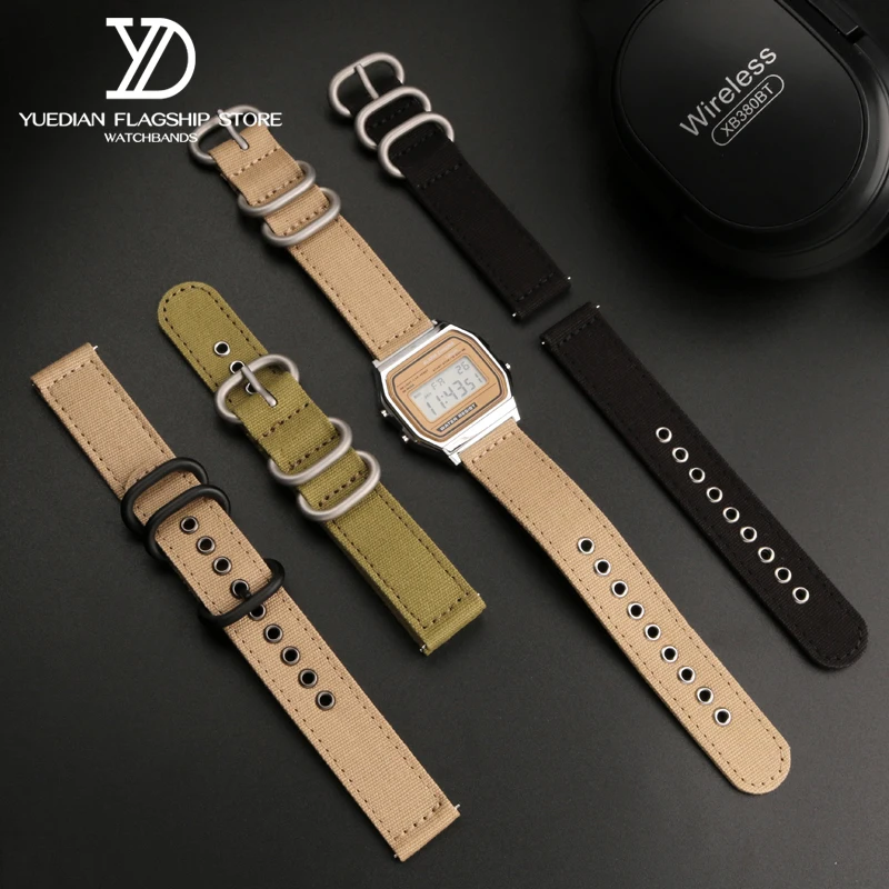 18mm Nylon Watch Strap for Casio A159W-N1 A158WA A168 MRW200/AEQ-110 f91w AE-1200W Waterproof Outdoor Sports Canvas Bracelet