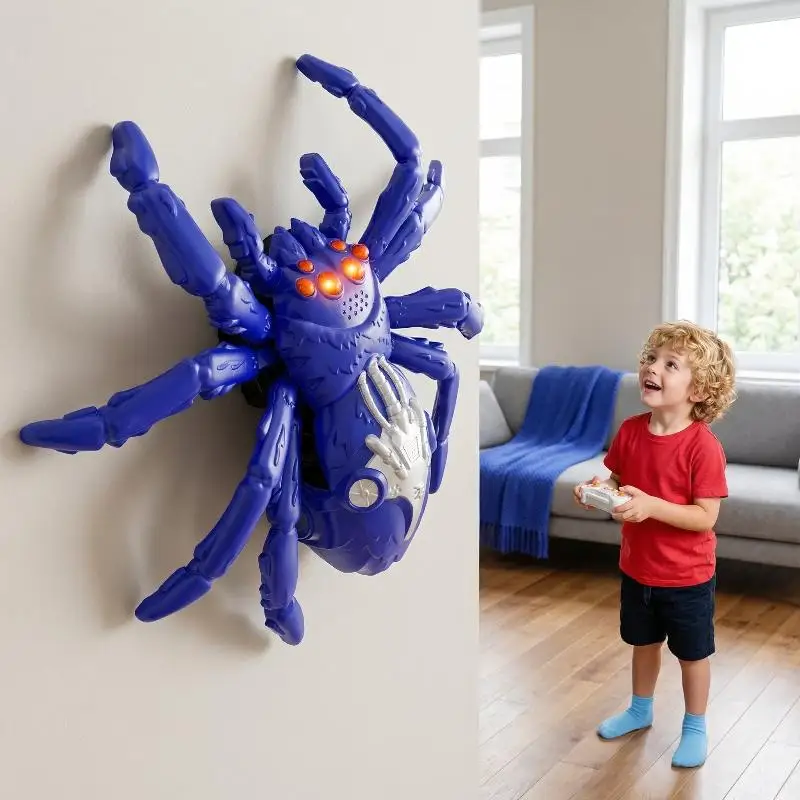 Wall Spider Remote Control Toy RC Climbing Trick Realistic Creepy Movement Prank Toy for Kid Family Party Halloween Gift